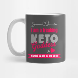 I am a freaking Keto Goddess Kicking Carbs to the Curb pink and grey Mug